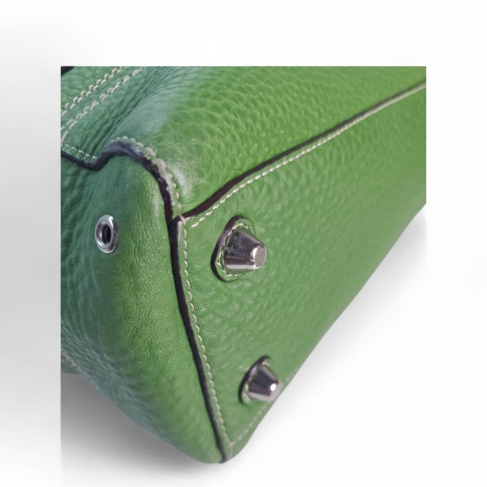 COACH Hampton Pebble Green Leather Satchel & matching wallet - Picture 3 of 11